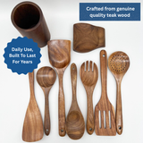 Eco-Friendly Teak Wood Kitchen Utensil Set (9-piece)