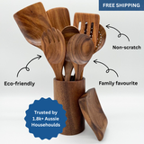 Eco-Friendly Teak Wood Kitchen Utensil Set (9-piece)