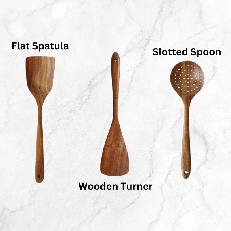 Eco-Friendly Teak Wood Kitchen Utensil Set (7-piece)