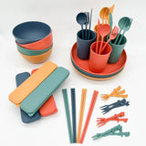 32-Piece Wheat Straw Tableware Set