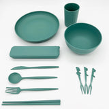 32-Piece Wheat Straw Tableware Set