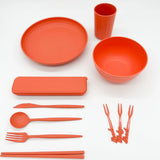 32-Piece Wheat Straw Tableware Set