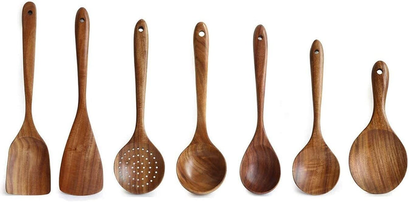 Eco-Friendly Teak Wood Kitchen Utensil Set (7-piece)