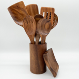 Eco-Friendly Teak Wood Kitchen Utensil Set (9-piece)