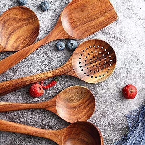 Eco-Friendly Teak Wood Kitchen Utensil Set (7-piece)