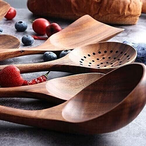 Eco-Friendly Teak Wood Kitchen Utensil Set (9-piece)